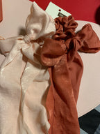 Satin Bow Scarf Scrunchies- Blush/Mauve