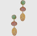 Oval Gradation Colored Faux Druzy Post Earrings “Multicolored”