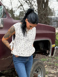 Western Leopard Print Knot Side Twill Vest
