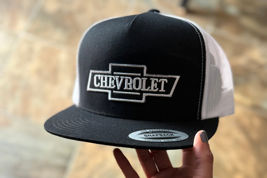 Vintage Chevy Black/White Flatbill SnapBack