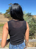 Textured Waistcoat Buttoned Tank Top