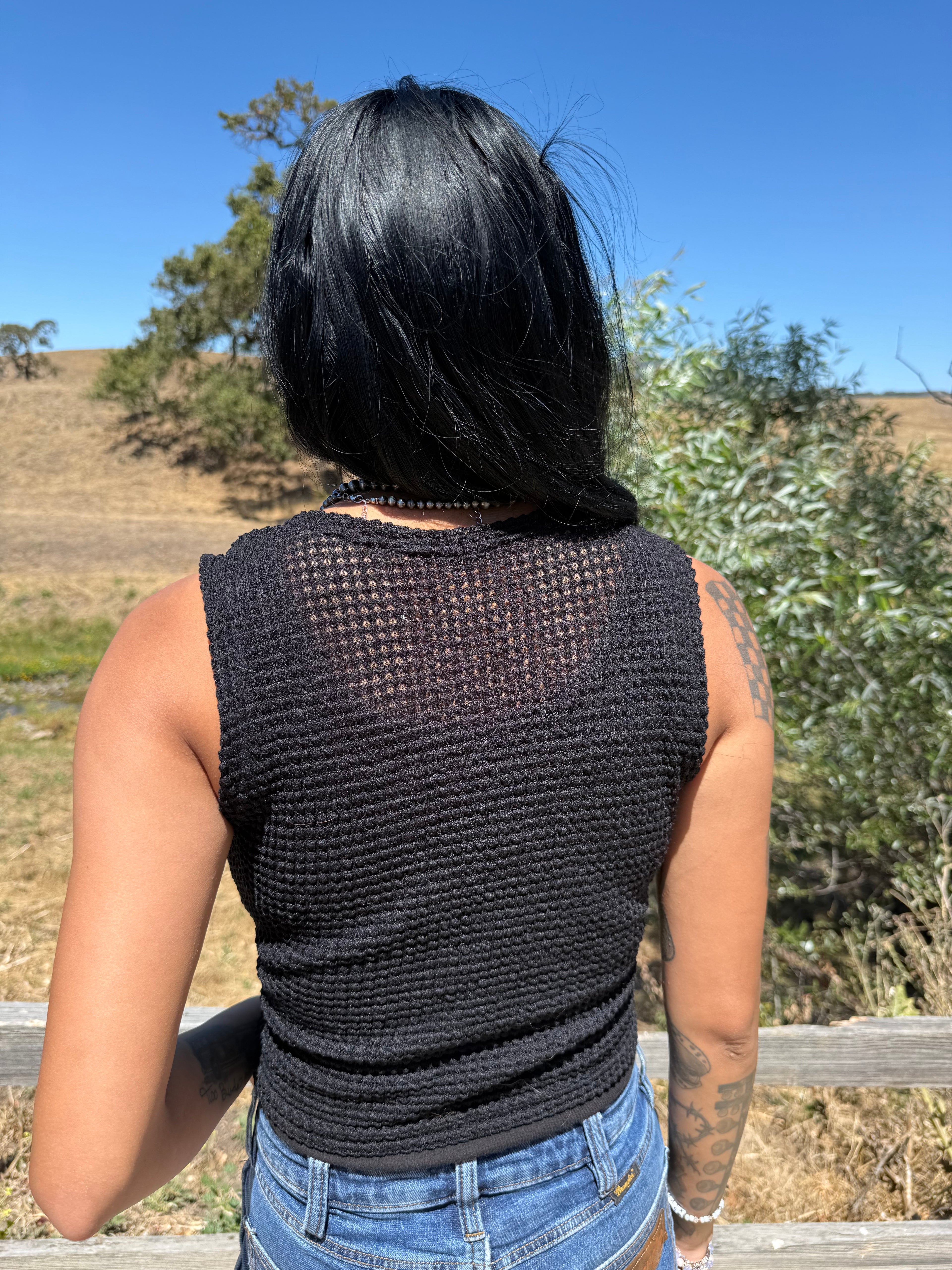 Textured Waistcoat Buttoned Tank Top