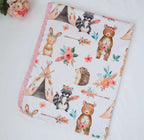 Baby & Toddler Minky Blanket - Woodland Tribe Pink