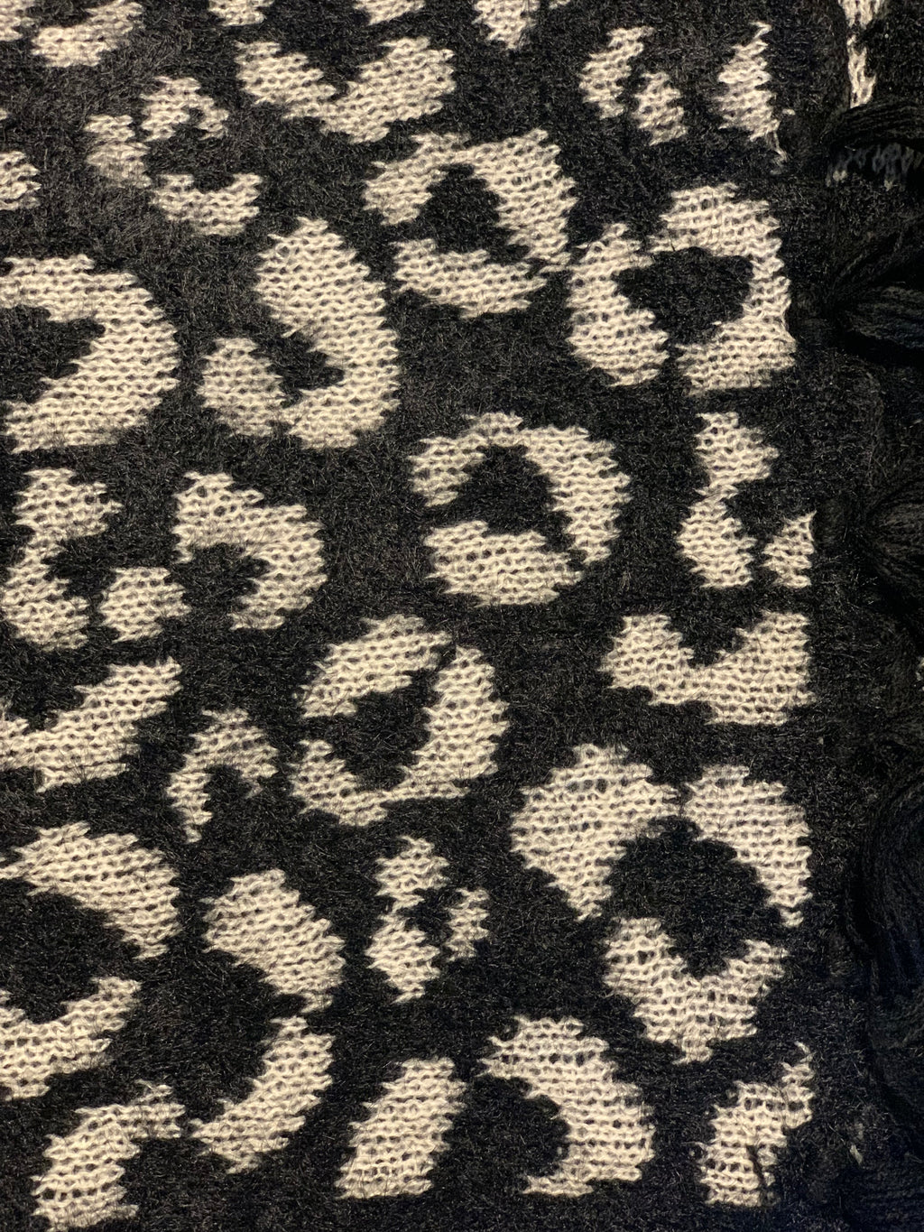 Women's Soft Fuzzy Leopard Print Poncho “Black/White”