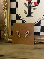 Western Lightning Bolt Paved Gold Stud Earrings