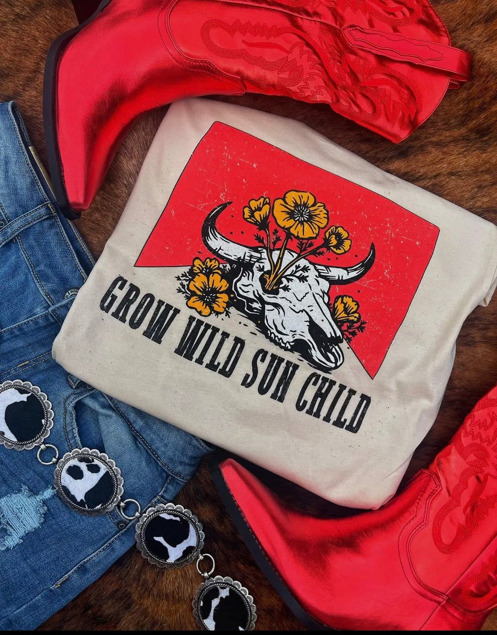 Grow Wild Sun Child Western T-shirt