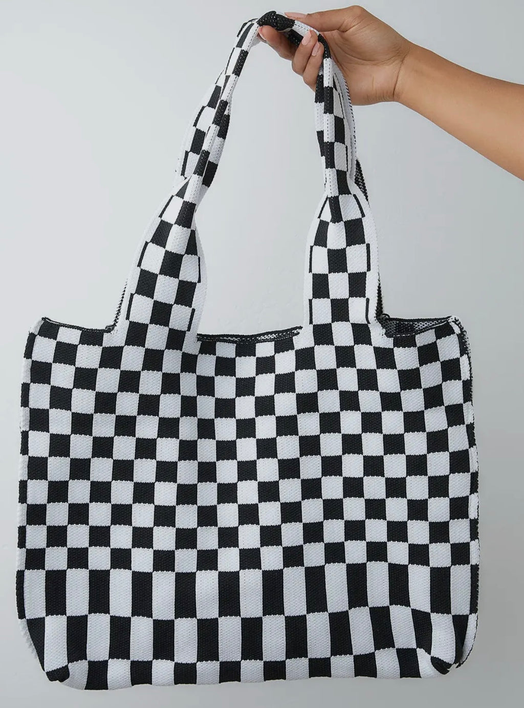Checkerboard Tote Bag Black/White