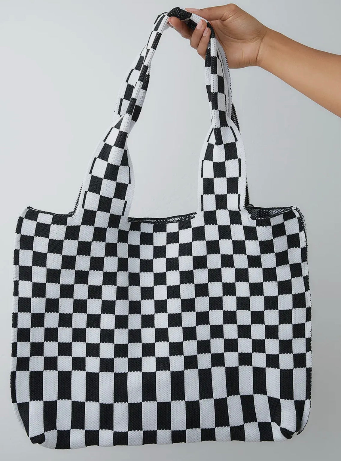Checkerboard Tote Bag Black/White