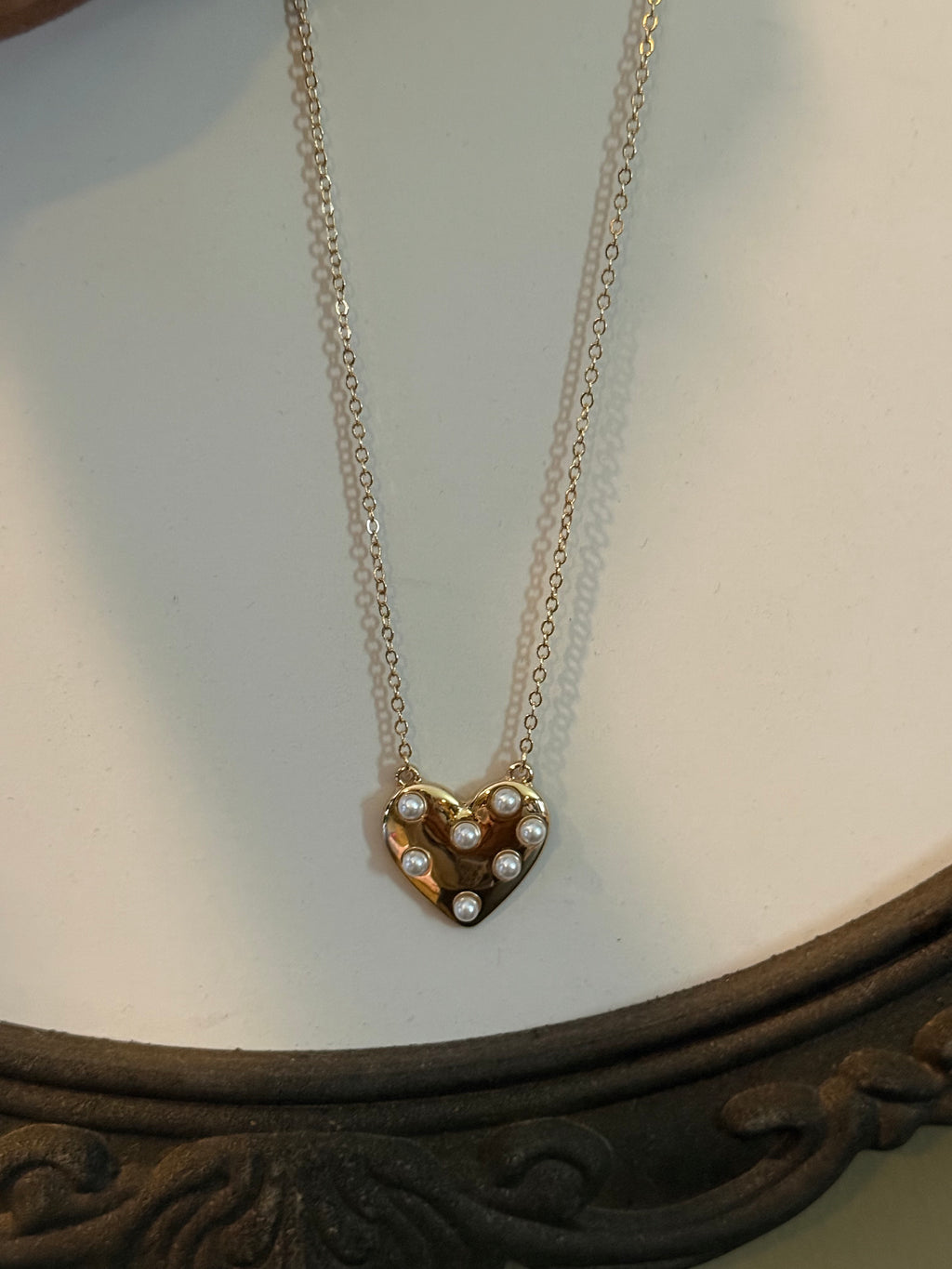 Dainty Heart Pearl Pendant Necklace