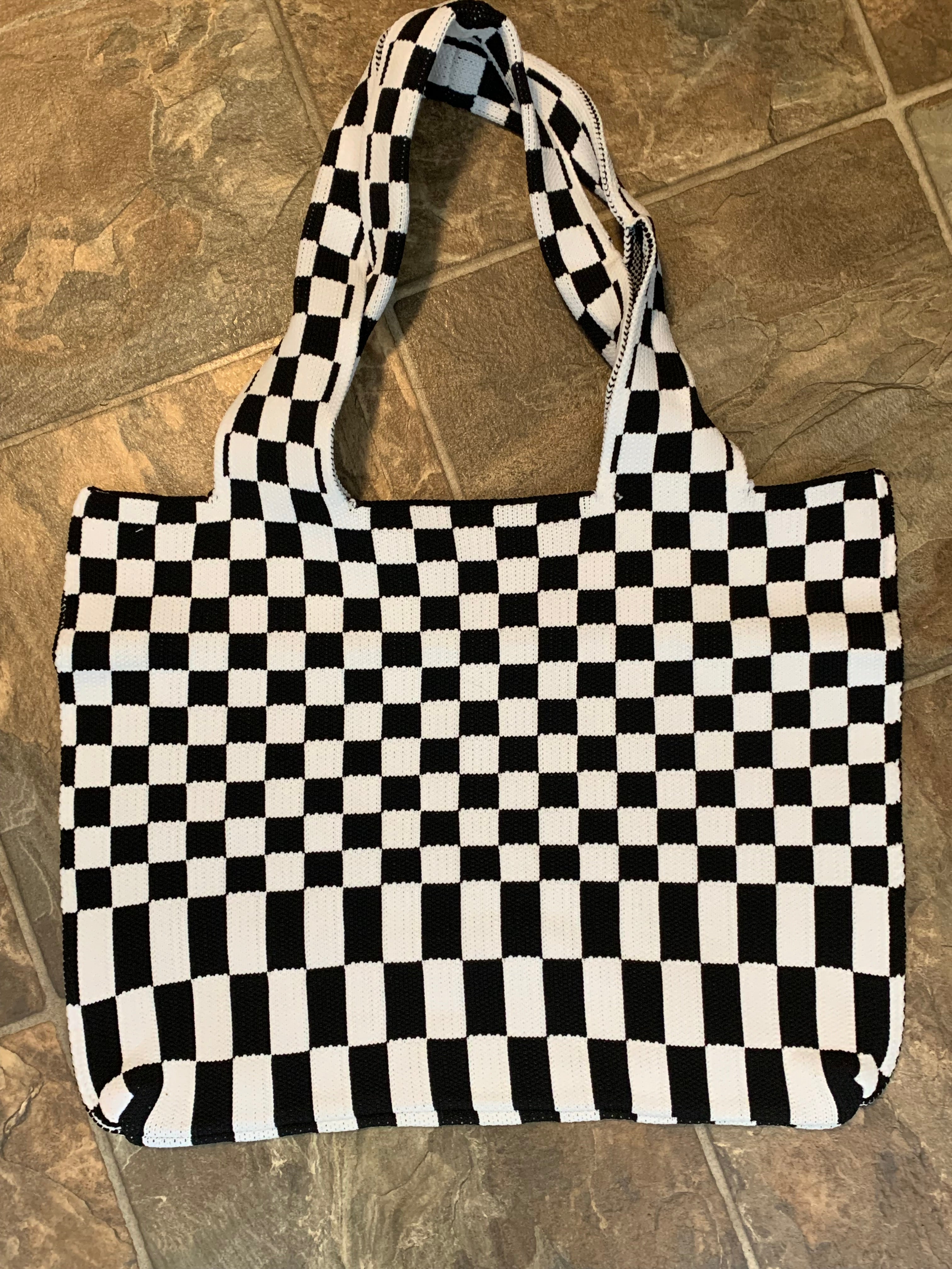 Checkerboard Tote Bag Black/White