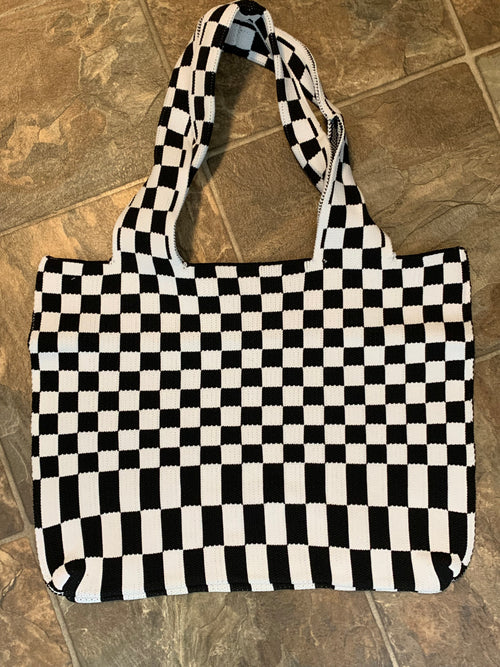 Checkerboard Tote Bag Black/White