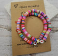 Heart Clay Heishi Valentine Bracelet Set of 2 with Card