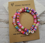 Heart Clay Heishi Valentine Bracelet Set of 2 with Card