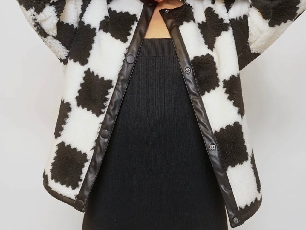 Heavyweight Checkered Cozy Sherpa Jacket