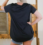 Black Crewneck W Hi Low Hem Plus Size Top