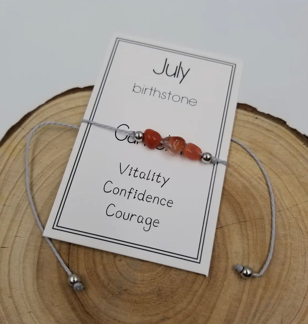Handmade Birthday Stone Natural Stone Bracelet with Card