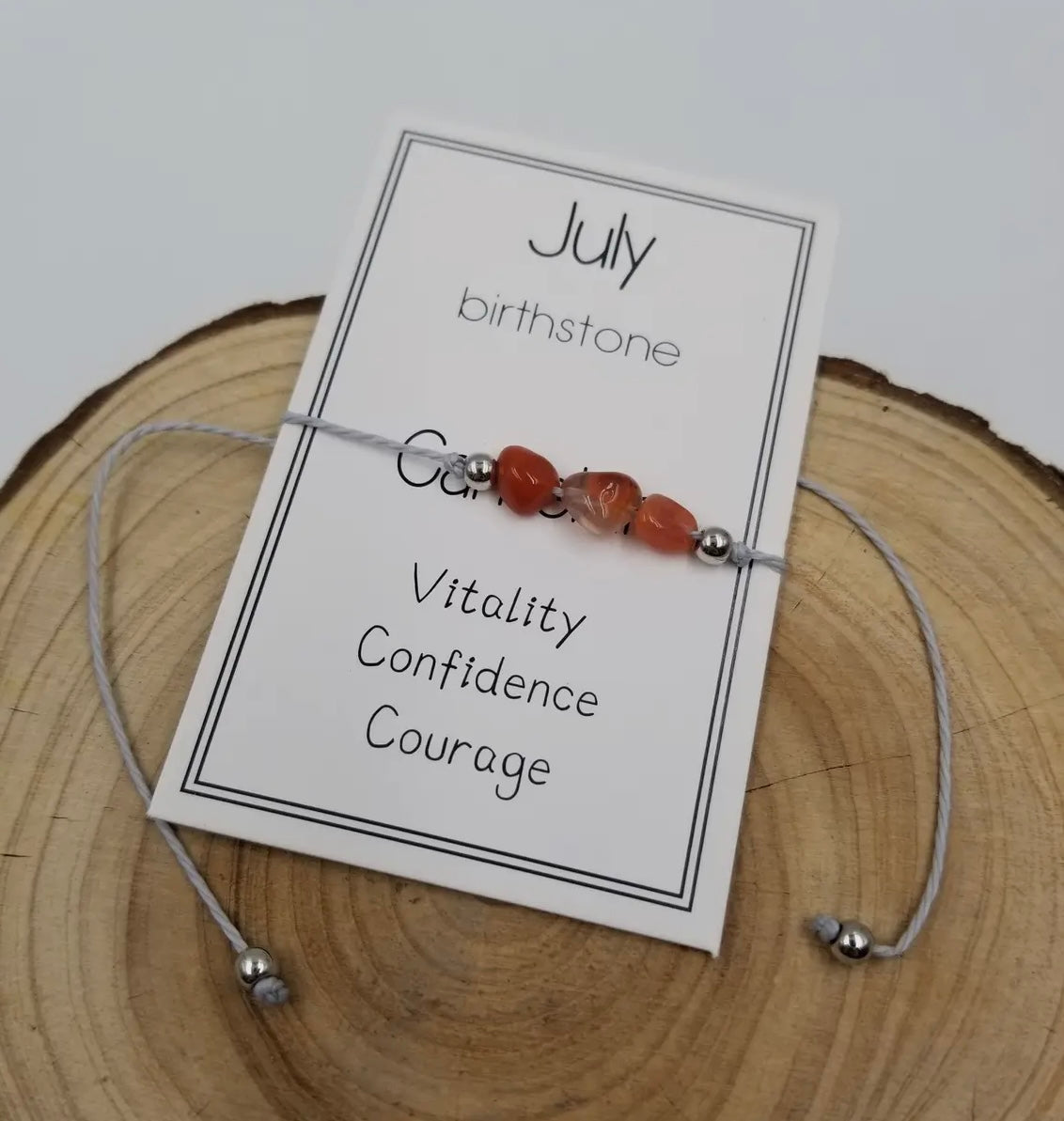 Handmade Birthday Stone Natural Stone Bracelet with Card