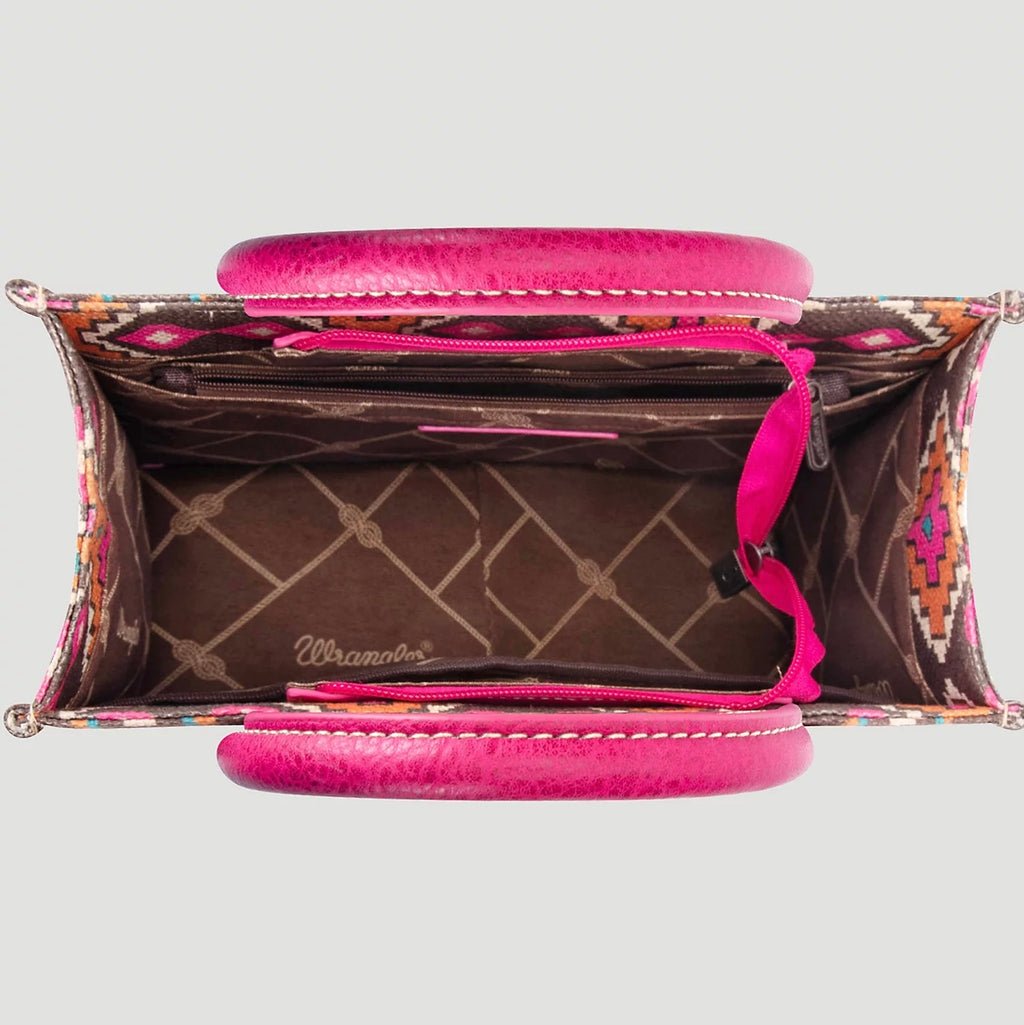 Wrangler southwestern print crossbody canvas tote hot pink