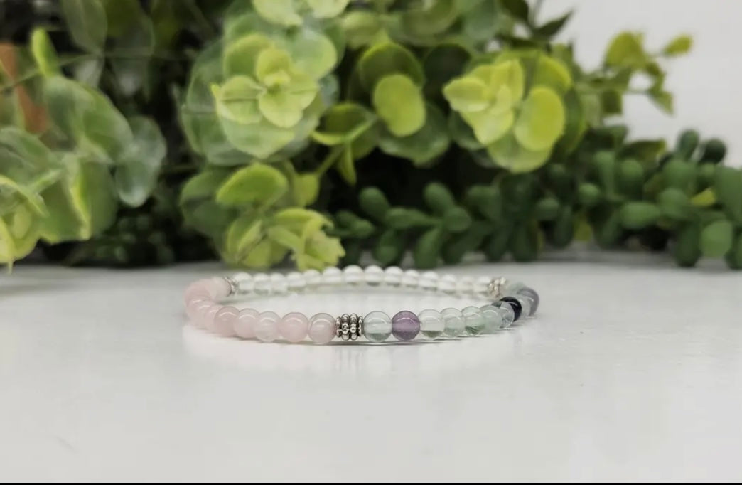 Inner Peace - Clear Quartz/Rainbow Fluorite/Rose Quartz-4mm