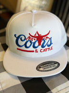Coors And Cattle Embroidered Flatbill Hat “White”