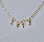 Gold-Tone Love Charm PaperClip Chain Necklace