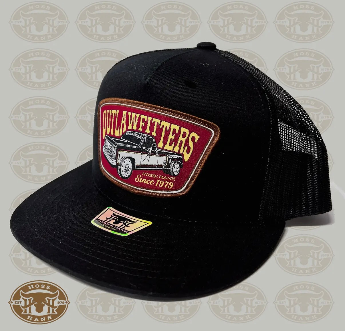 Ridge And Holler “Straight Pipes Black” Squarebody Flat Bill Hat