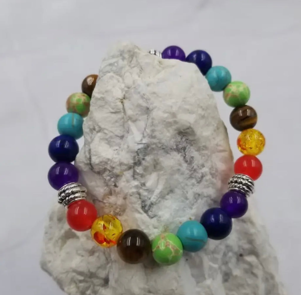 Handmade Chakra Stone Semi Precious Stretch Bracelet