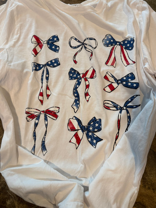 American Flag Coquettes Bow Graphic Tee