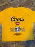 Coors Banquet Distressed Crop Top Tee “Yellow”