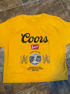 Coors Banquet Distressed Crop Top Tee “Yellow”