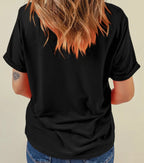 Black Howdy Western Cow Embroidered Neck T-Shirt