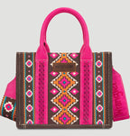 Wrangler southwestern print crossbody canvas tote hot pink