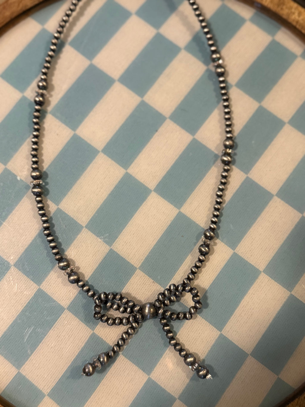Western Navajo Style Bead Coquette Bow Necklace