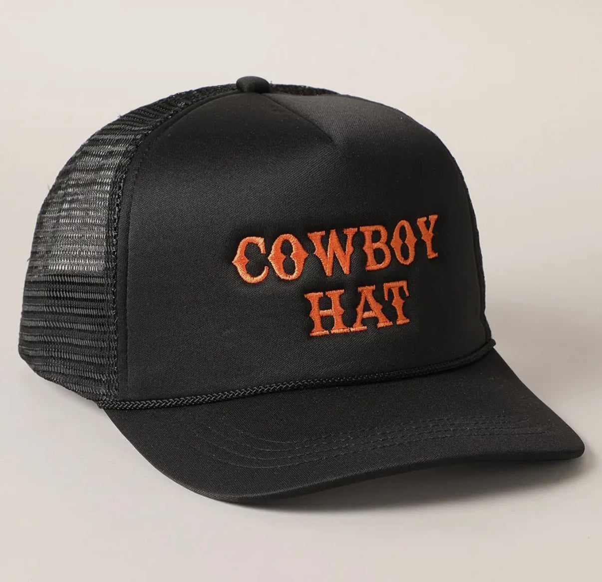 Cowboy Hat Embroidered Mesh Back Trucker Cap