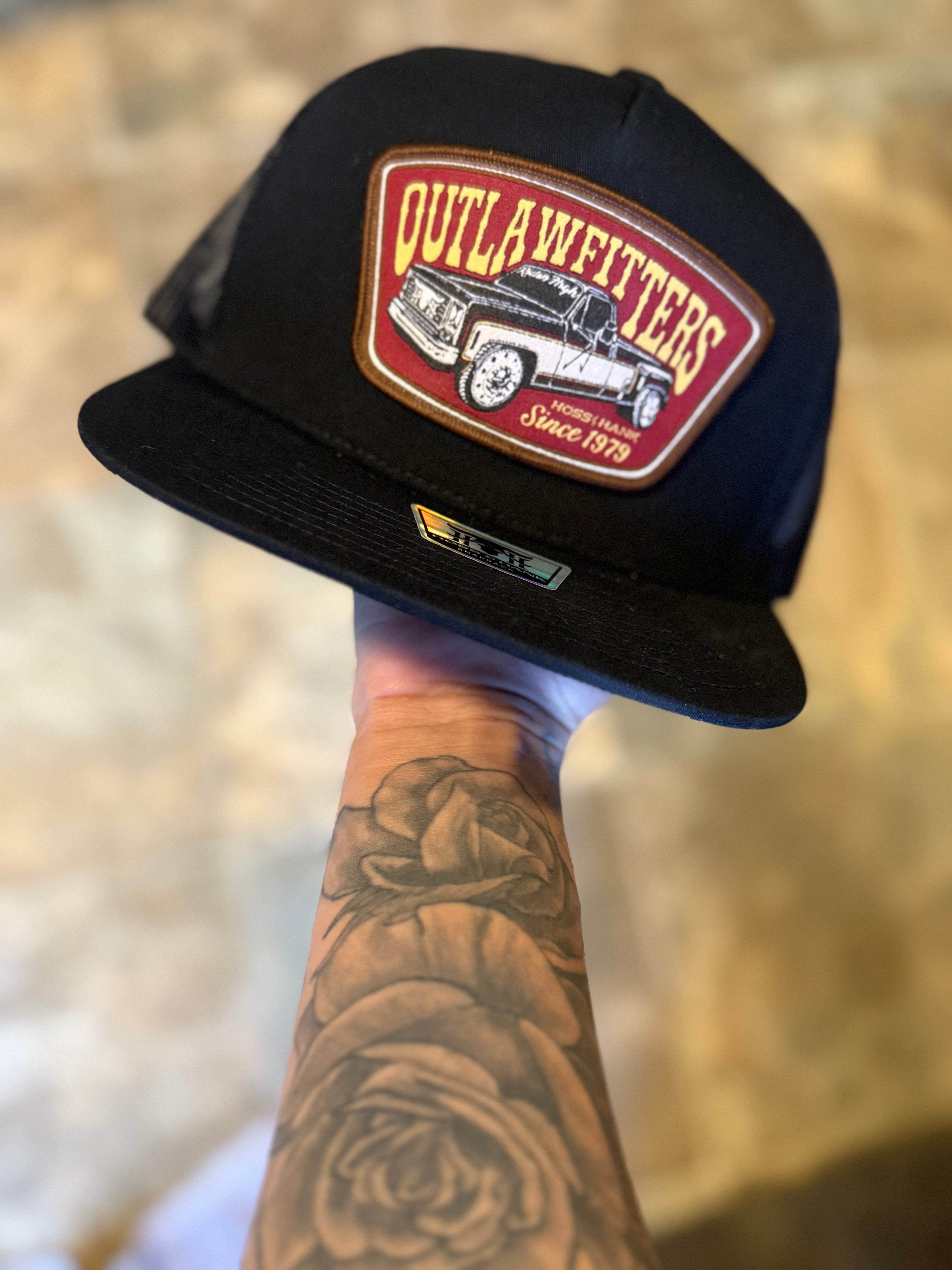 Ridge And Holler “Straight Pipes Black” Squarebody Flat Bill Hat