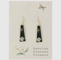 Dried Flower Gold Black Bar Earrings