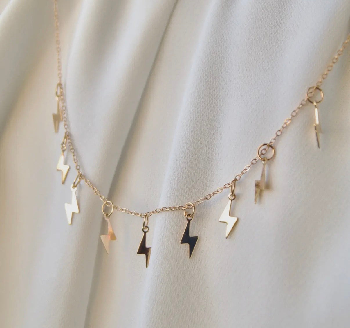 Gold-Tone Lightning Bolt Charm Necklace