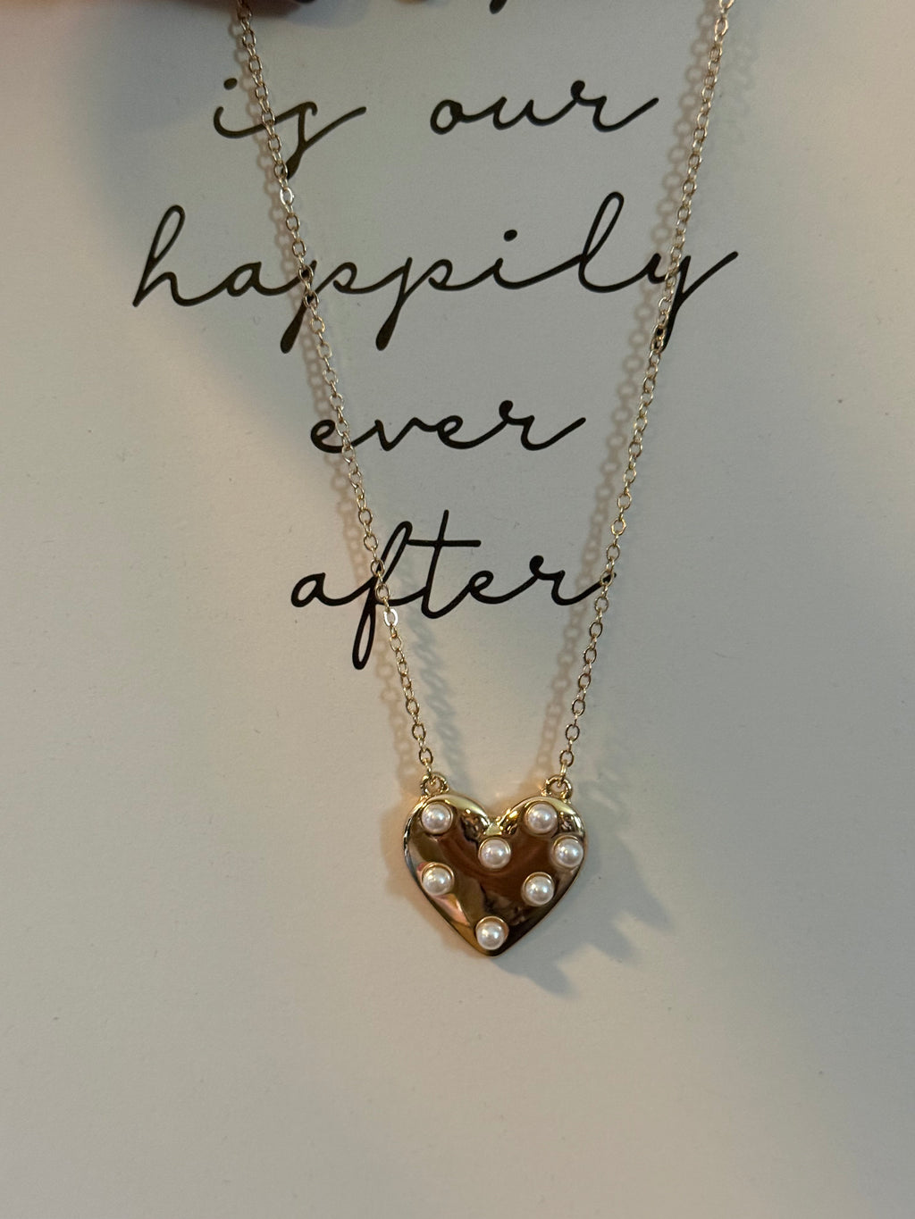 Dainty Heart Pearl Pendant Necklace