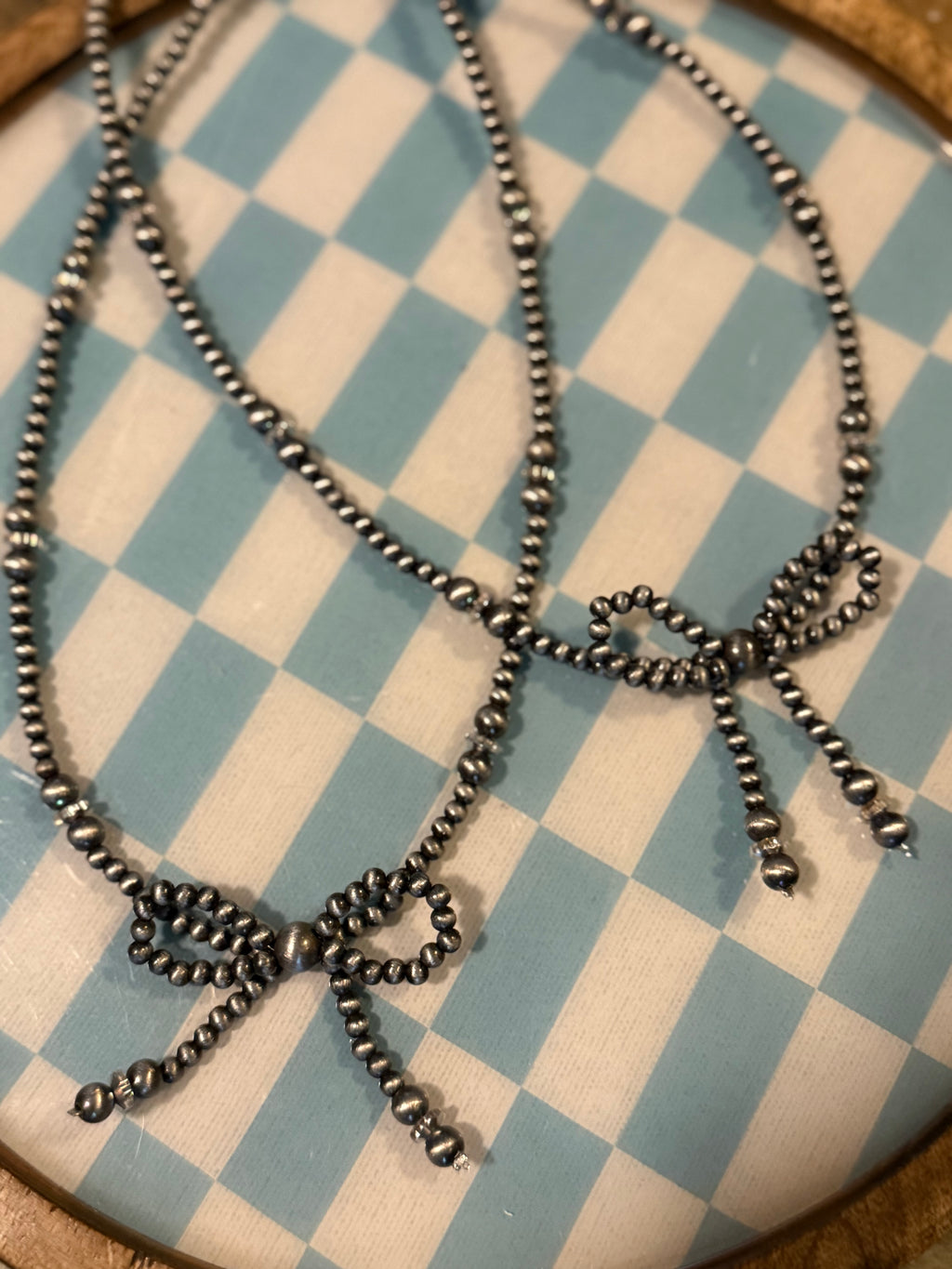 Western Navajo Style Bead Coquette Bow Necklace