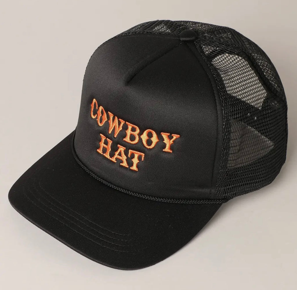 Cowboy Hat Embroidered Mesh Back Trucker Cap