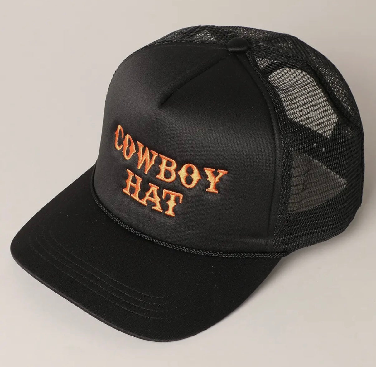 Cowboy Hat Embroidered Mesh Back Trucker Cap