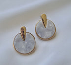 Gold & Marble Resin Drop Statement Earrings