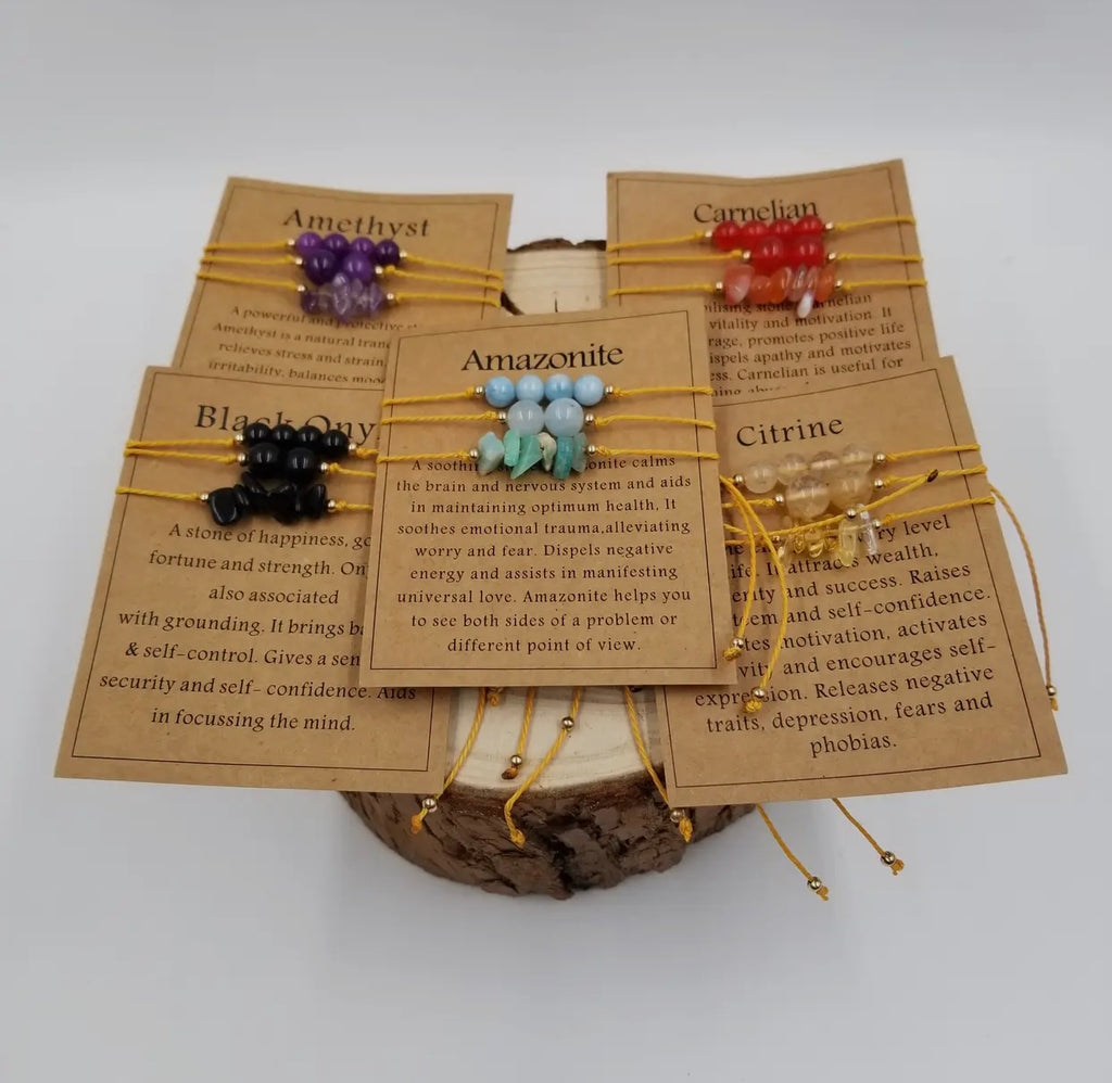 Handmade Natural Crushed Stones Bracelet Set with Card