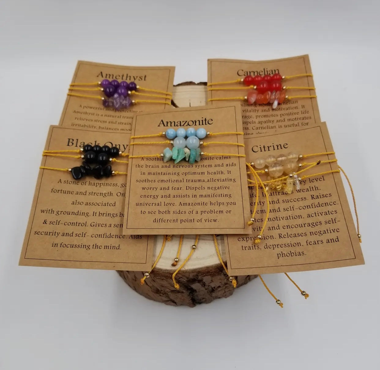 Handmade Natural Crushed Stones Bracelet Set with Card