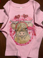Valentines Highland Cow kids Tshirt