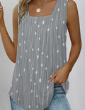 Square Neck Sleeveless Printed Tank Top “Gray”