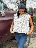 Western Leopard Print Knot Side Twill Vest