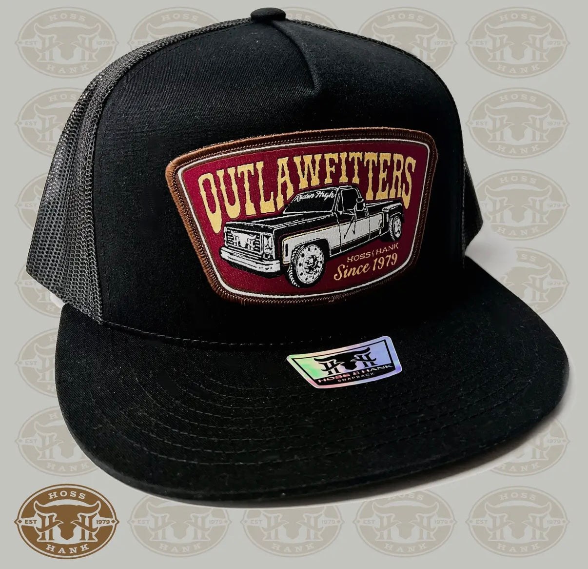 Ridge And Holler “Straight Pipes Black” Squarebody Flat Bill Hat