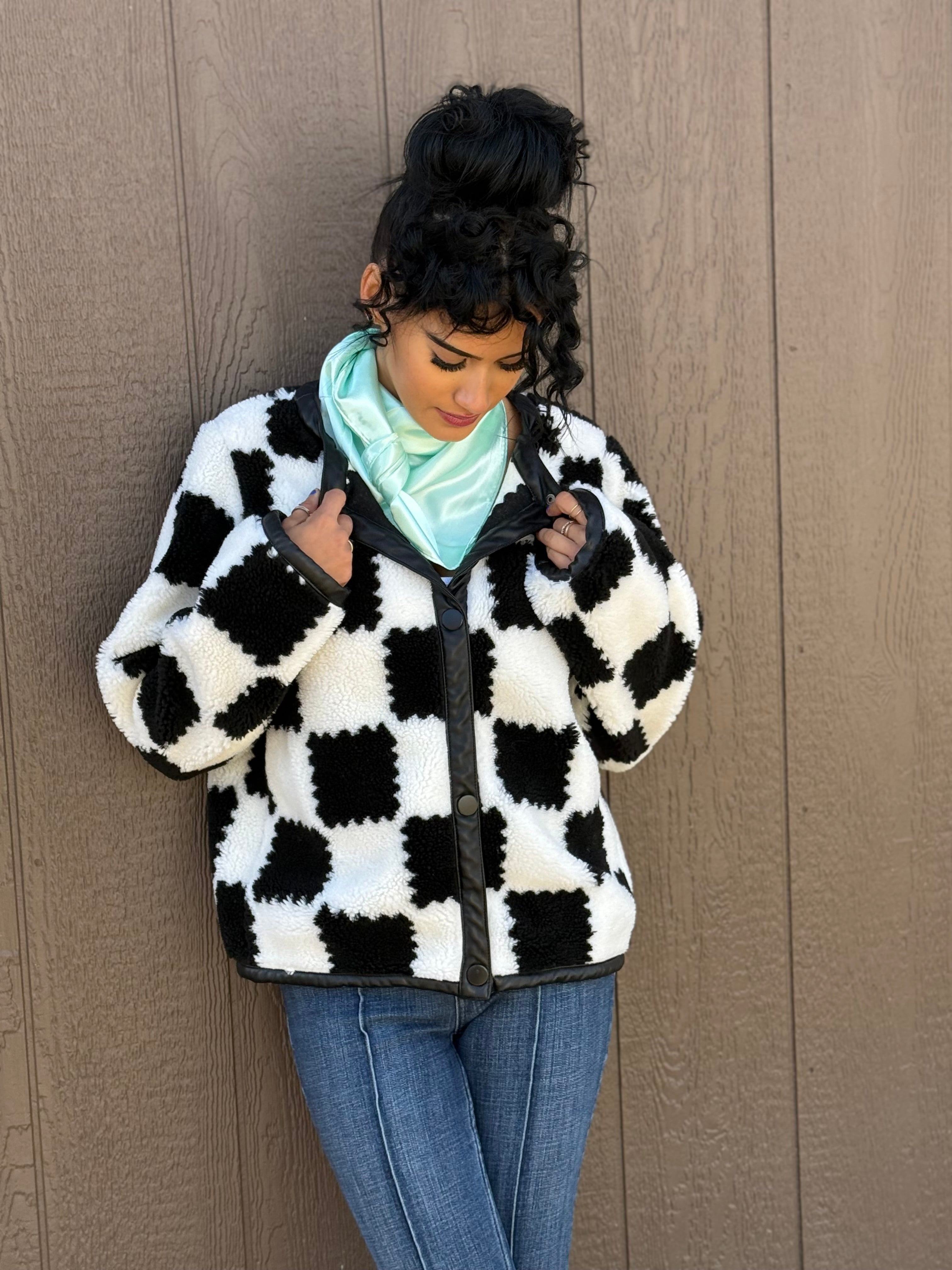 Heavyweight Checkered Cozy Sherpa Jacket