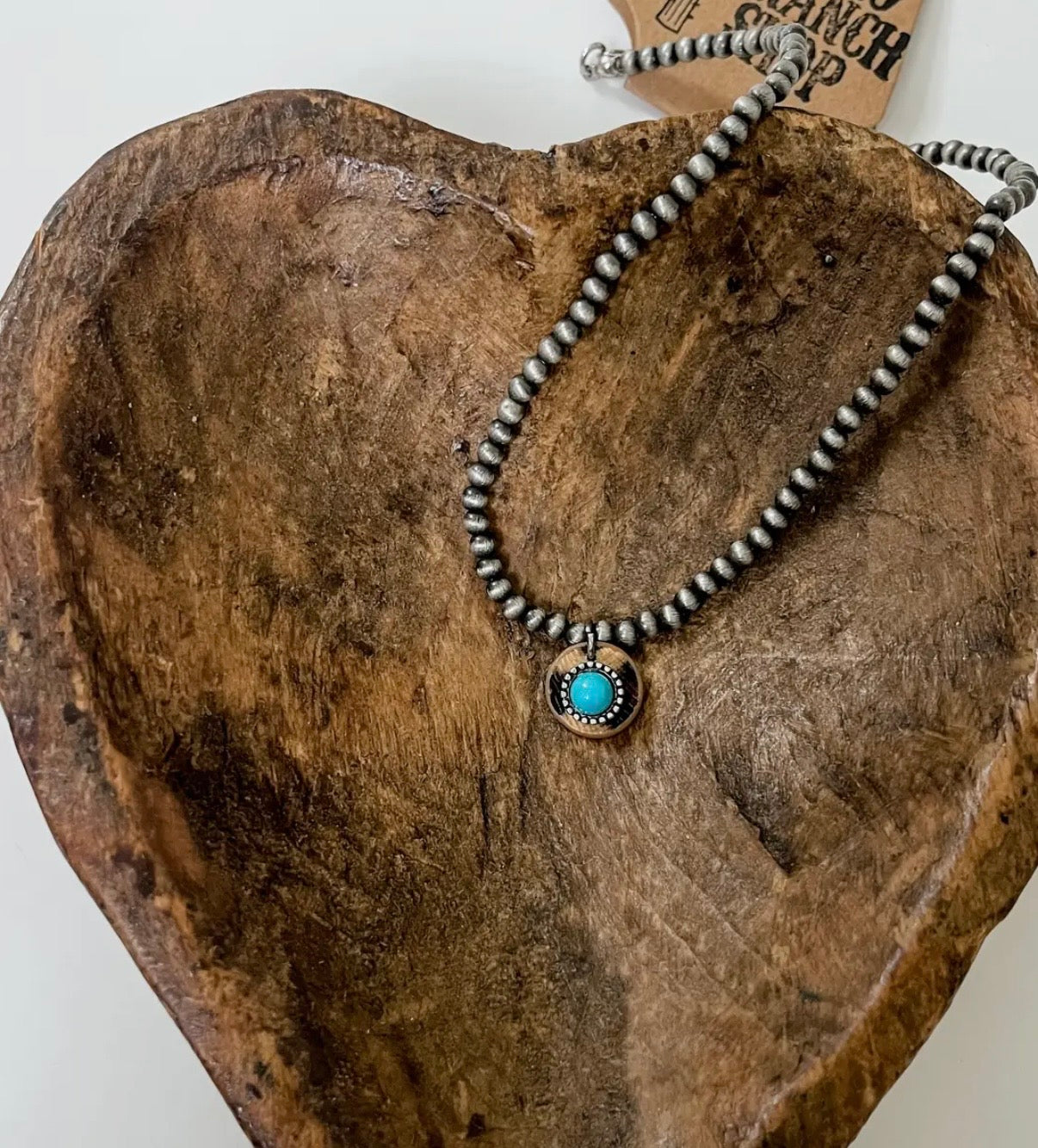 Leopard Concho Leather Choker-Turquoise Colored Round Stone